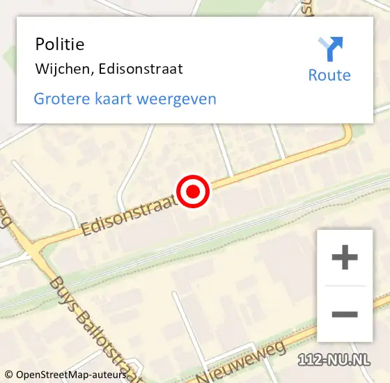 Locatie op kaart van de 112 melding: Politie Wijchen, Edisonstraat op 31 december 2020 12:12