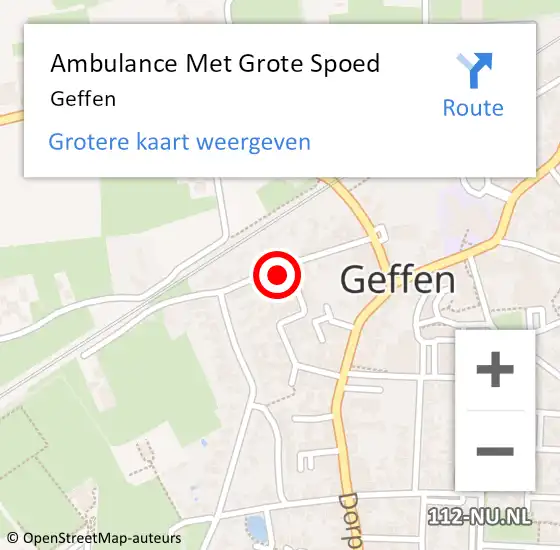 Locatie op kaart van de 112 melding: Ambulance Met Grote Spoed Naar Geffen op 31 december 2020 12:18
