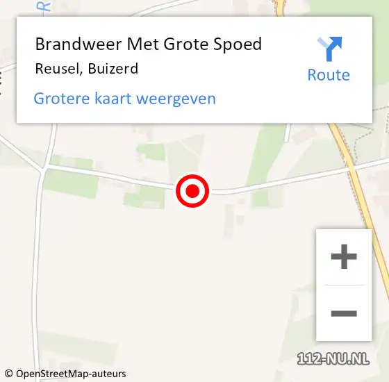 Locatie op kaart van de 112 melding: Brandweer Met Grote Spoed Naar Reusel, Buizerd op 31 december 2020 14:17