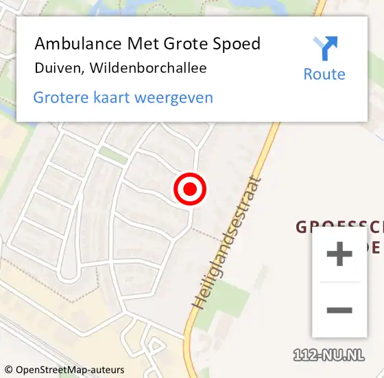 Locatie op kaart van de 112 melding: Ambulance Met Grote Spoed Naar Duiven, Wildenborchallee op 31 december 2020 14:21