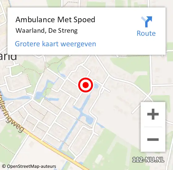 Locatie op kaart van de 112 melding: Ambulance Met Spoed Naar Waarland, De Streng op 31 december 2020 14:24