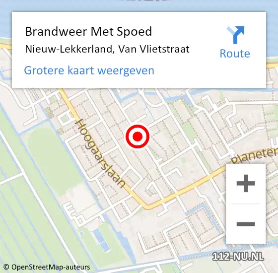 Locatie op kaart van de 112 melding: Brandweer Met Spoed Naar Nieuw-Lekkerland, Van Vlietstraat op 31 december 2020 15:02