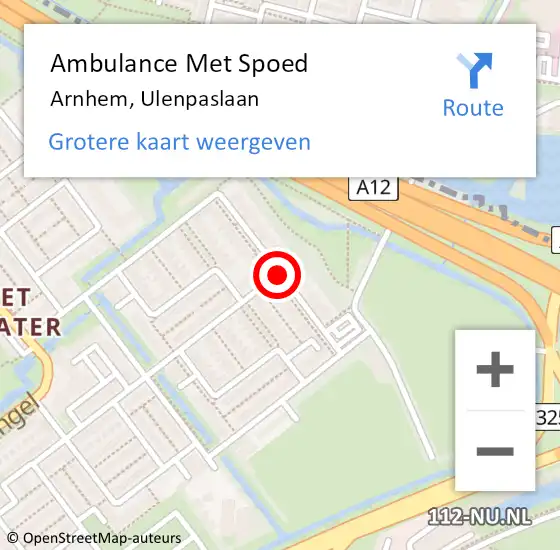 Locatie op kaart van de 112 melding: Ambulance Met Spoed Naar Arnhem, Ulenpaslaan op 31 december 2020 15:29