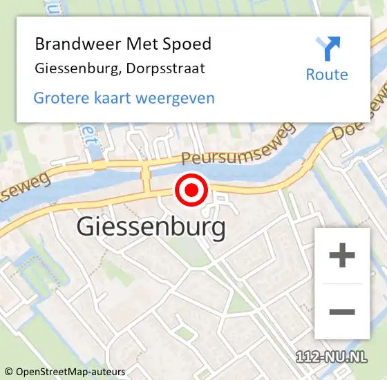 Locatie op kaart van de 112 melding: Brandweer Met Spoed Naar Giessenburg, Dorpsstraat op 31 december 2020 15:35