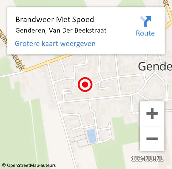 Locatie op kaart van de 112 melding: Brandweer Met Spoed Naar Genderen, Van Der Beekstraat op 31 december 2020 16:13