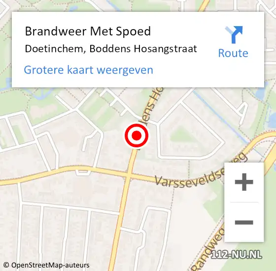 Locatie op kaart van de 112 melding: Brandweer Met Spoed Naar Doetinchem, Boddens Hosangstraat op 31 december 2020 16:28