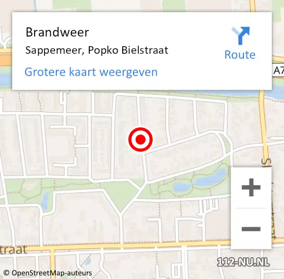 Locatie op kaart van de 112 melding: Brandweer Sappemeer, Popko Bielstraat op 31 december 2020 16:41