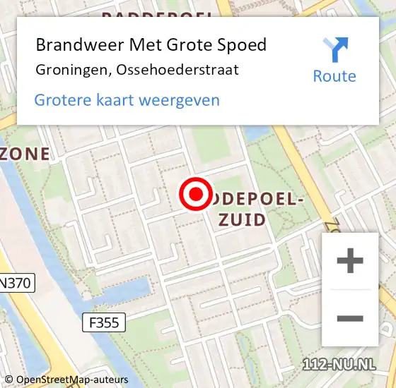 Locatie op kaart van de 112 melding: Brandweer Met Grote Spoed Naar Groningen, Ossehoederstraat op 31 december 2020 16:45