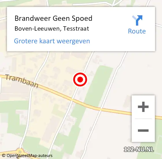 Locatie op kaart van de 112 melding: Brandweer Geen Spoed Naar Boven-Leeuwen, Tesstraat op 31 december 2020 17:00