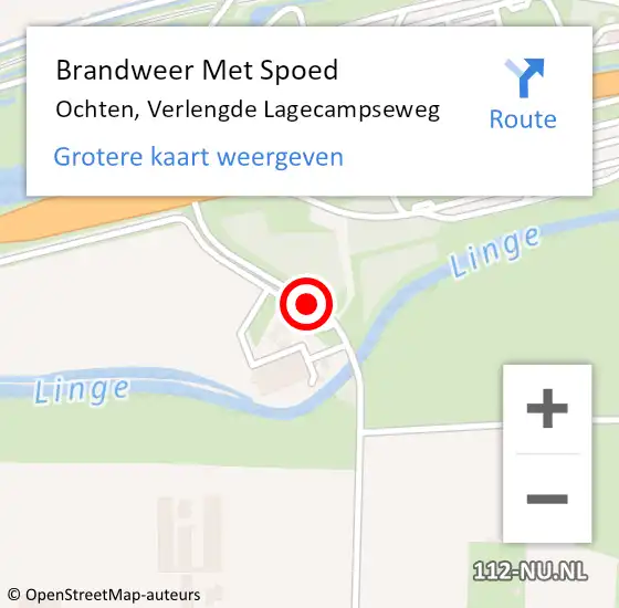 Locatie op kaart van de 112 melding: Brandweer Met Spoed Naar Ochten, Verlengde Lagecampseweg op 31 december 2020 17:05