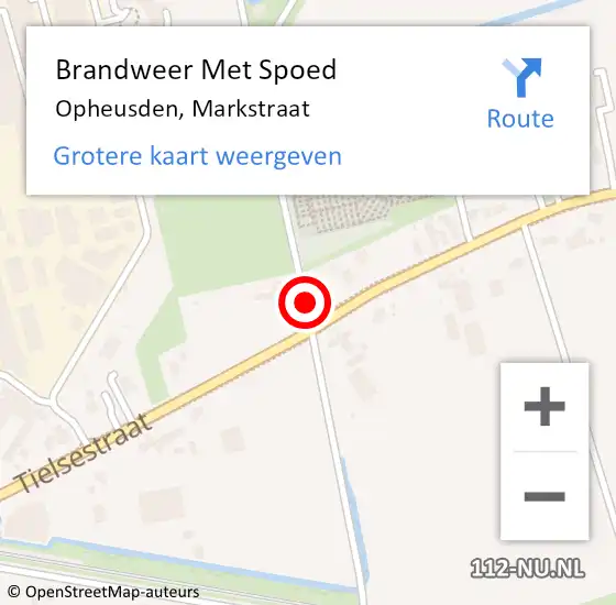 Locatie op kaart van de 112 melding: Brandweer Met Spoed Naar Opheusden, Markstraat op 31 december 2020 17:12