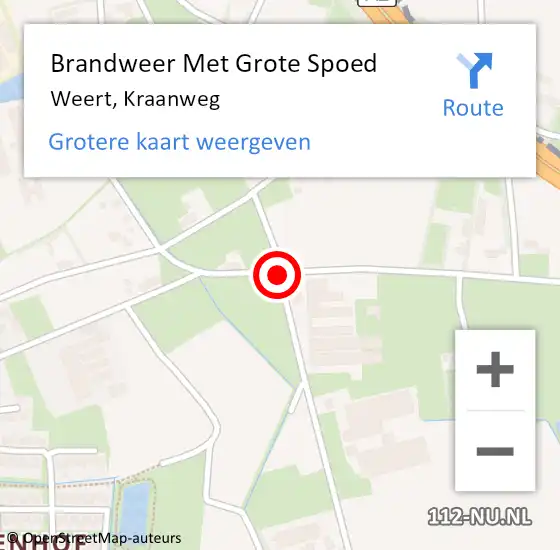 Locatie op kaart van de 112 melding: Brandweer Met Grote Spoed Naar Weert, Kraanweg op 31 december 2020 17:40