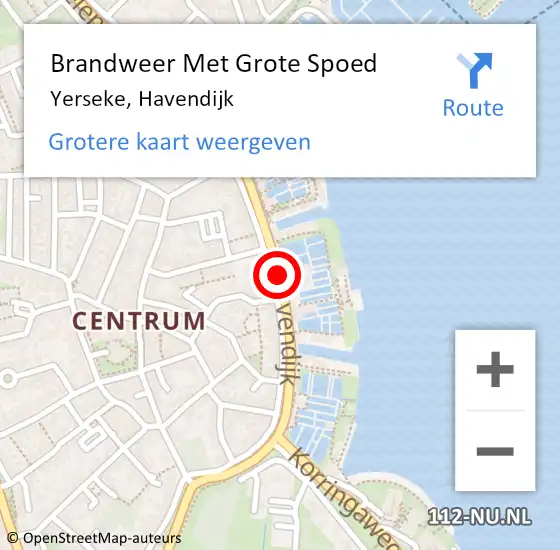 Locatie op kaart van de 112 melding: Brandweer Met Grote Spoed Naar Yerseke, Havendijk op 31 december 2020 17:58