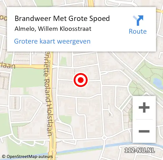 Locatie op kaart van de 112 melding: Brandweer Met Grote Spoed Naar Almelo, Willem Kloosstraat op 31 december 2020 18:04