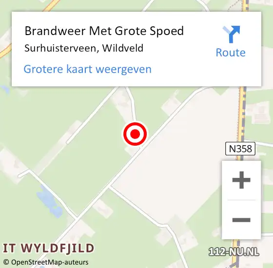 Locatie op kaart van de 112 melding: Brandweer Met Grote Spoed Naar Surhuisterveen, Wildveld op 31 december 2020 18:20