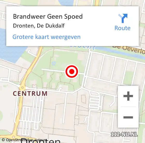 Locatie op kaart van de 112 melding: Brandweer Geen Spoed Naar Dronten, De Dukdalf op 31 december 2020 19:03