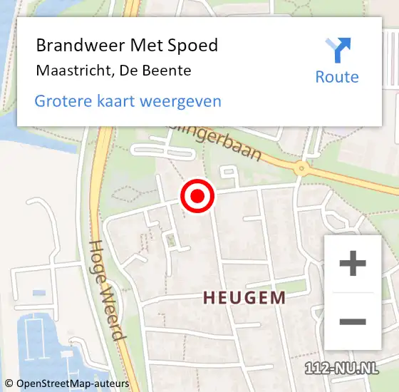 Locatie op kaart van de 112 melding: Brandweer Met Spoed Naar Maastricht, De Beente op 31 december 2020 19:32