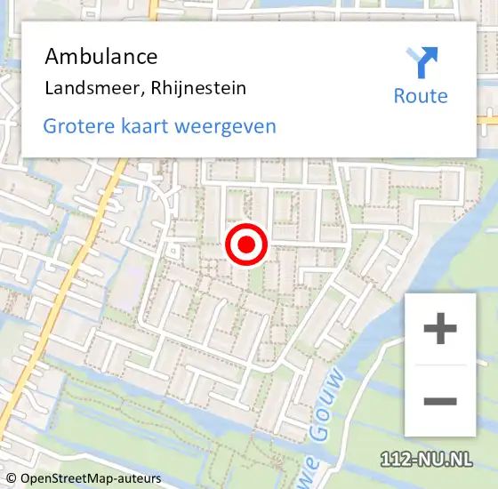 Locatie op kaart van de 112 melding: Ambulance Landsmeer, Rhijnestein op 31 december 2020 19:54