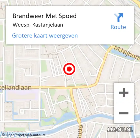 Locatie op kaart van de 112 melding: Brandweer Met Spoed Naar Weesp, Kastanjelaan op 31 december 2020 20:23