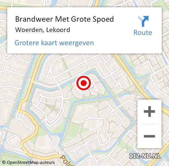 Locatie op kaart van de 112 melding: Brandweer Met Grote Spoed Naar Woerden, Lekoord op 31 december 2020 20:29