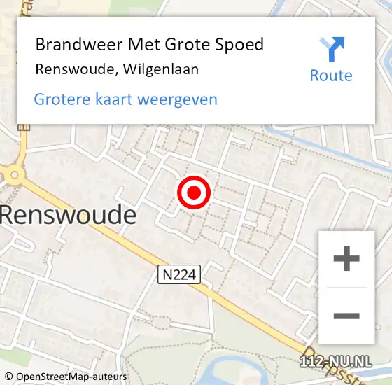 Locatie op kaart van de 112 melding: Brandweer Met Grote Spoed Naar Renswoude, Wilgenlaan op 31 december 2020 20:45