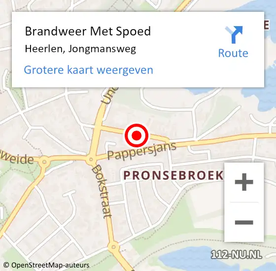 Locatie op kaart van de 112 melding: Brandweer Met Spoed Naar Heerlen, Jongmansweg op 31 december 2020 21:15