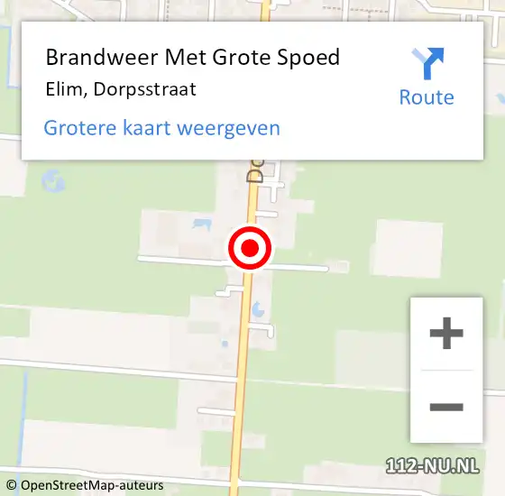 Locatie op kaart van de 112 melding: Brandweer Met Grote Spoed Naar Elim, Dorpsstraat op 31 december 2020 21:16