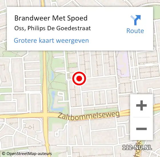 Locatie op kaart van de 112 melding: Brandweer Met Spoed Naar Oss, Philips De Goedestraat op 31 december 2020 21:23