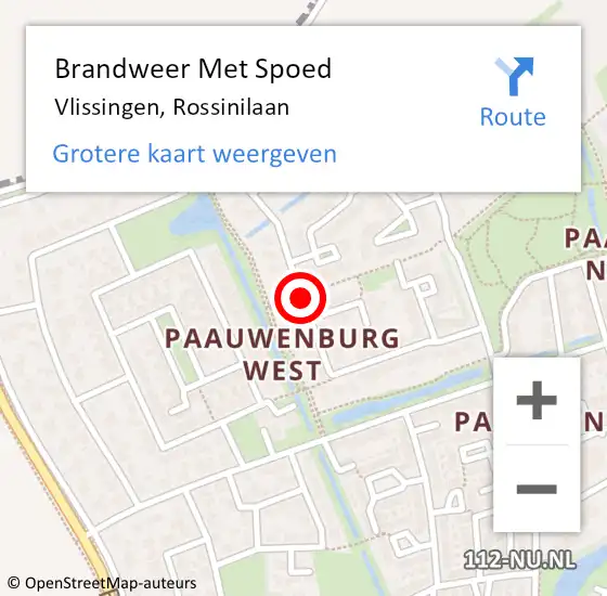 Locatie op kaart van de 112 melding: Brandweer Met Spoed Naar Vlissingen, Rossinilaan op 31 december 2020 21:25