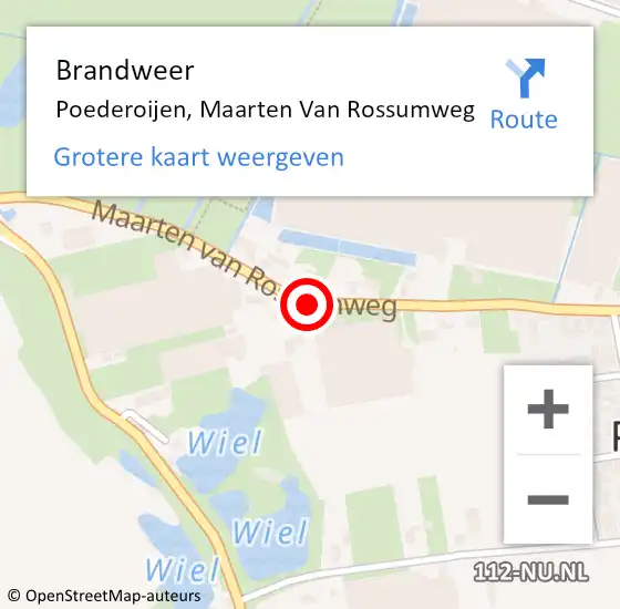 Locatie op kaart van de 112 melding: Brandweer Poederoijen, Maarten Van Rossumweg op 31 december 2020 21:47