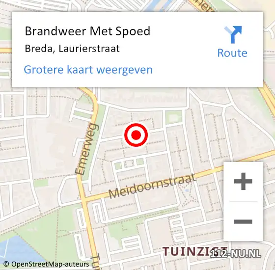 Locatie op kaart van de 112 melding: Brandweer Met Spoed Naar Breda, Laurierstraat op 31 december 2020 21:49