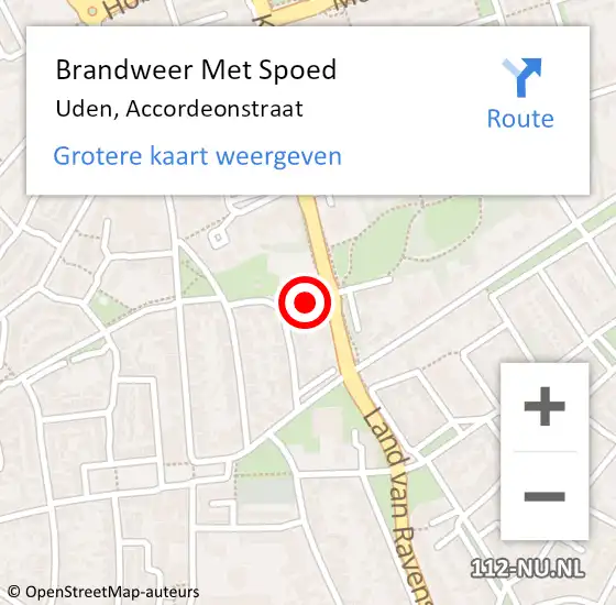 Locatie op kaart van de 112 melding: Brandweer Met Spoed Naar Uden, Accordeonstraat op 31 december 2020 22:08