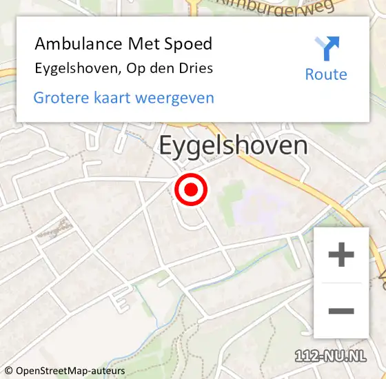 Locatie op kaart van de 112 melding: Ambulance Met Spoed Naar Eygelshoven, Op den Dries op 29 mei 2014 09:30