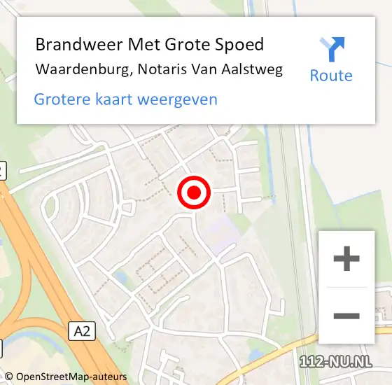 Locatie op kaart van de 112 melding: Brandweer Met Grote Spoed Naar Waardenburg, Notaris Van Aalstweg op 31 december 2020 22:30