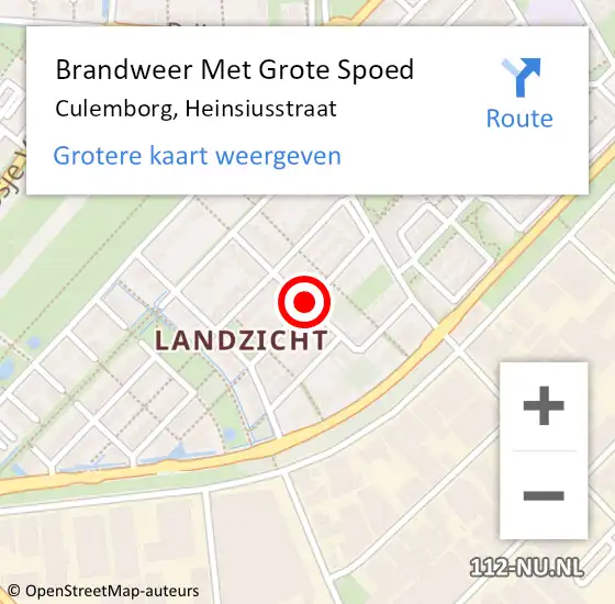 Locatie op kaart van de 112 melding: Brandweer Met Grote Spoed Naar Culemborg, Heinsiusstraat op 31 december 2020 22:49