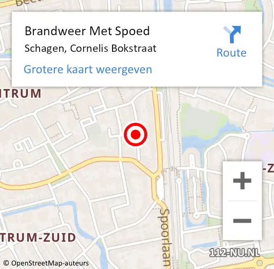 Locatie op kaart van de 112 melding: Brandweer Met Spoed Naar Schagen, Cornelis Bokstraat op 31 december 2020 22:54