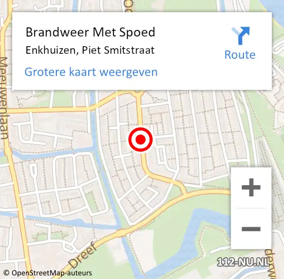 Locatie op kaart van de 112 melding: Brandweer Met Spoed Naar Enkhuizen, Piet Smitstraat op 31 december 2020 23:12