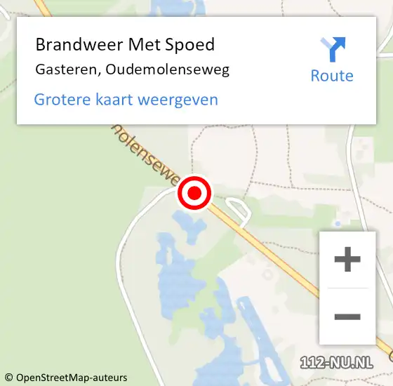 Locatie op kaart van de 112 melding: Brandweer Met Spoed Naar Gasteren, Oudemolenseweg op 31 december 2020 23:16