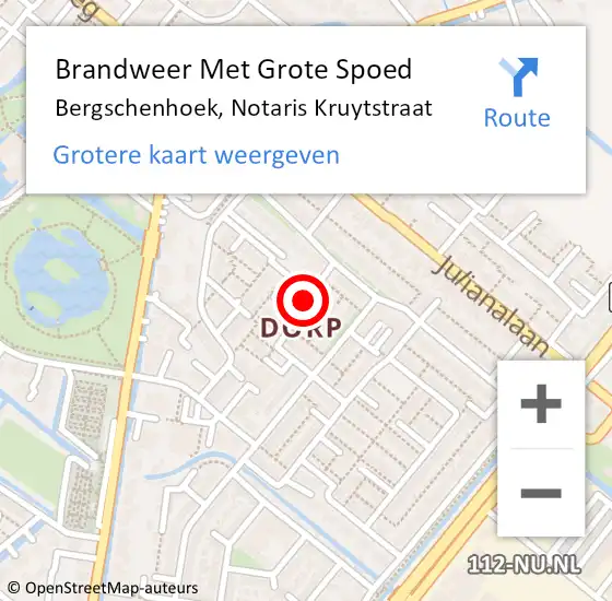 Locatie op kaart van de 112 melding: Brandweer Met Grote Spoed Naar Bergschenhoek, Notaris Kruytstraat op 31 december 2020 23:20