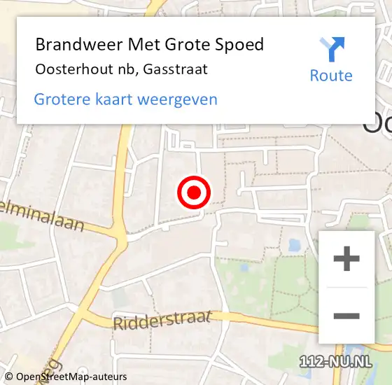 Locatie op kaart van de 112 melding: Brandweer Met Grote Spoed Naar Oosterhout nb, Gasstraat op 31 december 2020 23:25