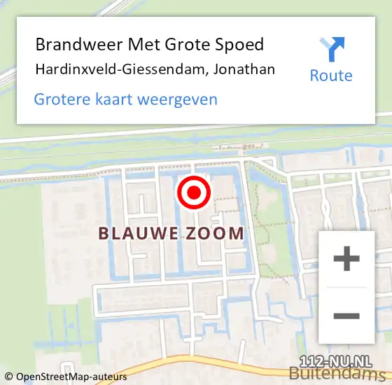 Locatie op kaart van de 112 melding: Brandweer Met Grote Spoed Naar Hardinxveld-Giessendam, Jonathan op 31 december 2020 23:46