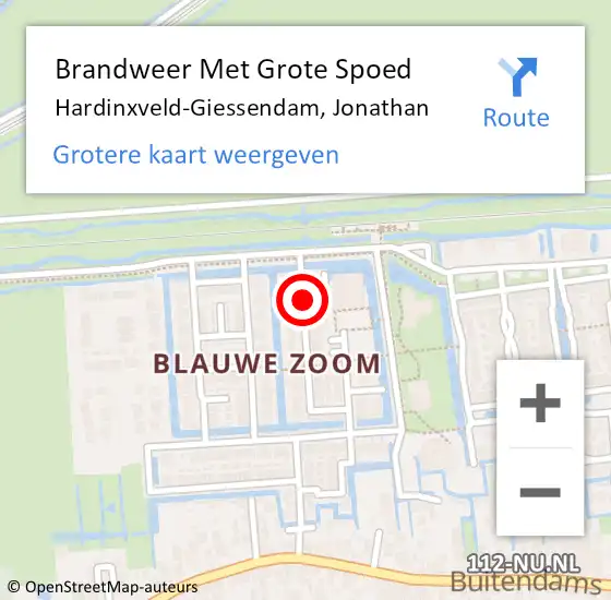 Locatie op kaart van de 112 melding: Brandweer Met Grote Spoed Naar Hardinxveld-Giessendam, Jonathan op 31 december 2020 23:54