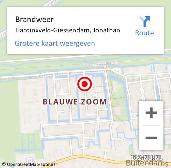 Locatie op kaart van de 112 melding: Brandweer Hardinxveld-Giessendam, Jonathan op 31 december 2020 23:55