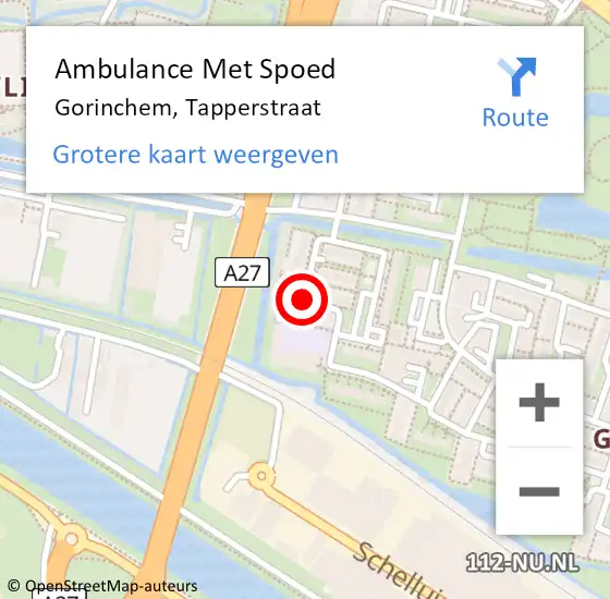 Locatie op kaart van de 112 melding: Ambulance Met Spoed Naar Gorinchem, Tapperstraat op 1 januari 2021 00:00