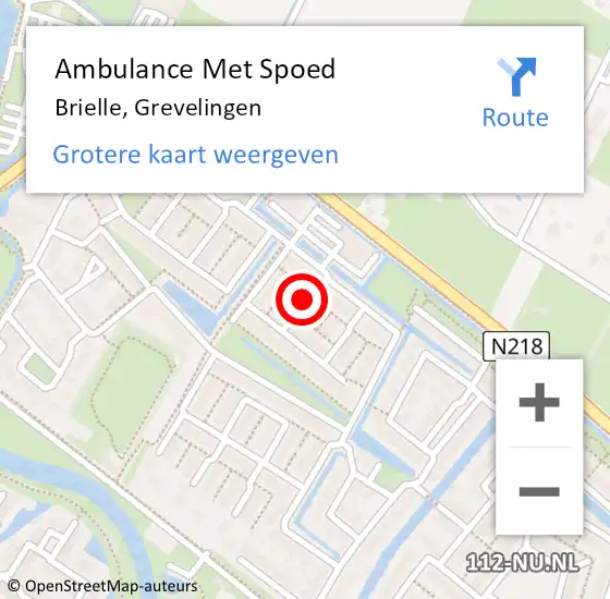 Locatie op kaart van de 112 melding: Ambulance Met Spoed Naar Brielle, Grevelingen op 1 januari 2021 00:03