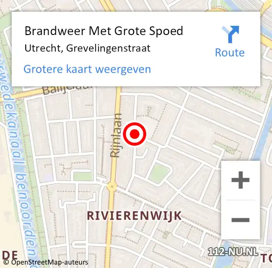 Locatie op kaart van de 112 melding: Brandweer Met Grote Spoed Naar Utrecht, Grevelingenstraat op 1 januari 2021 00:06