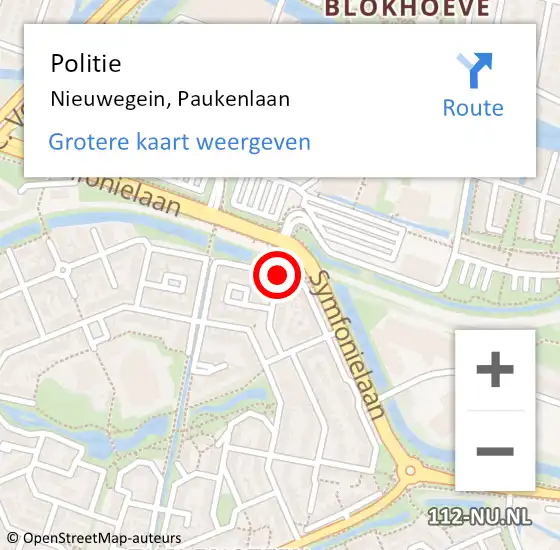 Locatie op kaart van de 112 melding: Politie Nieuwegein, Paukenlaan op 1 januari 2021 00:09