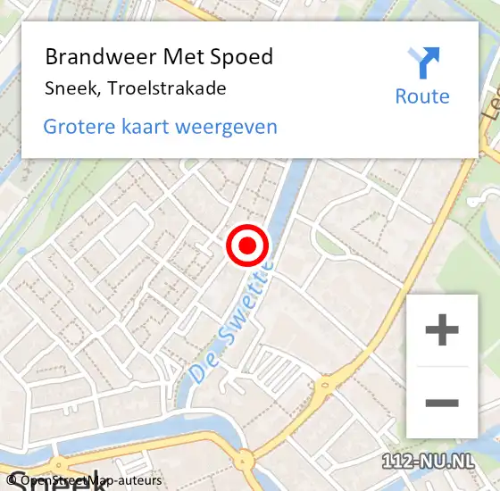 Locatie op kaart van de 112 melding: Brandweer Met Spoed Naar Sneek, Troelstrakade op 29 mei 2014 09:51