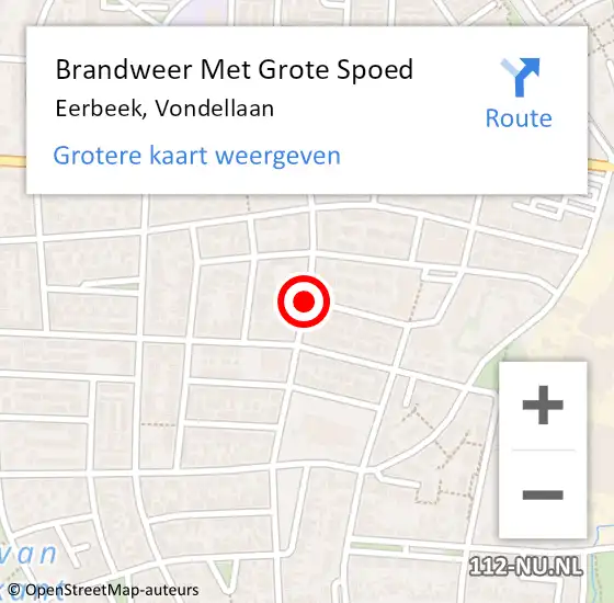 Locatie op kaart van de 112 melding: Brandweer Met Grote Spoed Naar Eerbeek, Vondellaan op 1 januari 2021 00:26