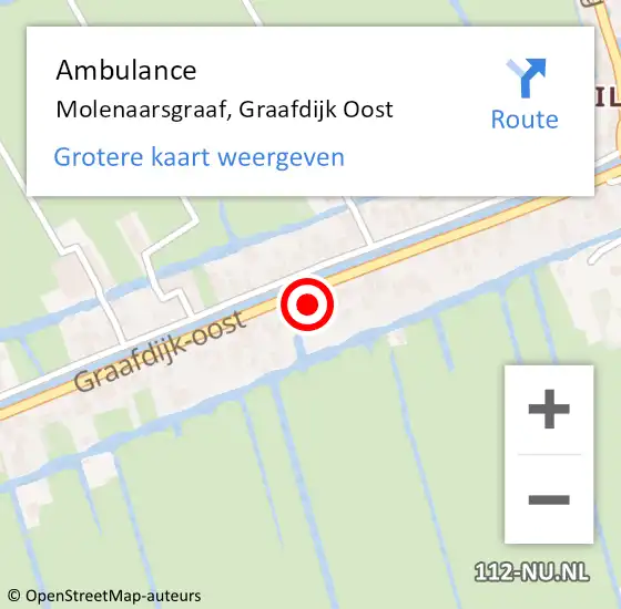 Locatie op kaart van de 112 melding: Ambulance Molenaarsgraaf, Graafdijk Oost op 29 mei 2014 09:56